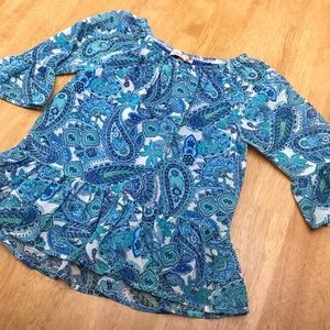 Girls light weight blue patterned shirt